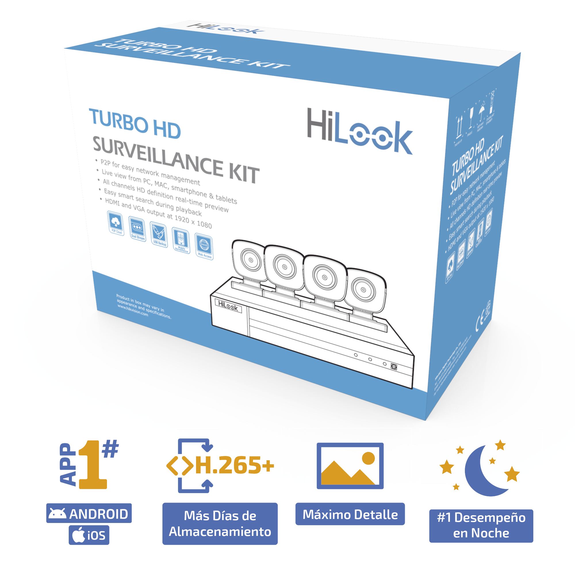 KIT 4 CAMARAS 2 MEGAPIXELES HILOOK